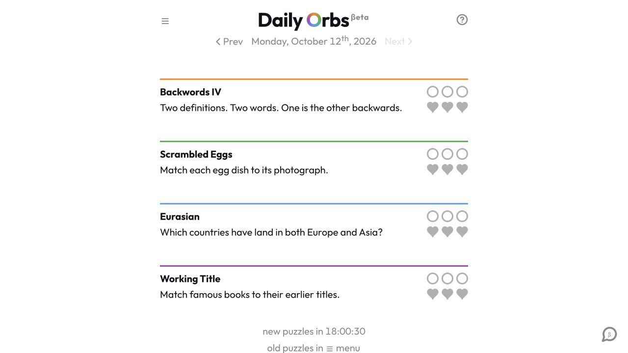 Daily Orbs publisher preview